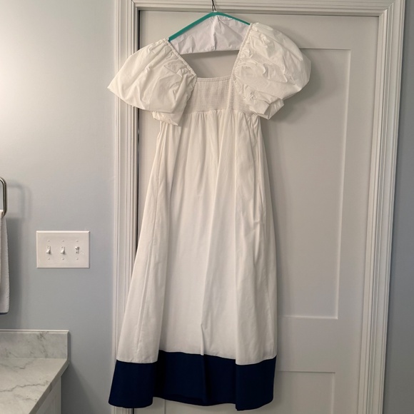 De Loreta x Tuckernuck White and Navy Kion Midi Dress, S, Like New - Picture 5 of 7